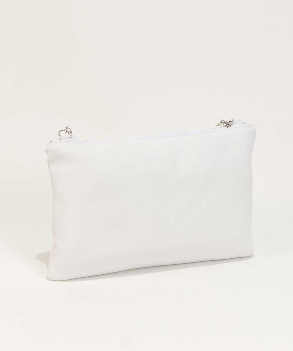 Leather Clutch Bag in white-Bag Fashionista